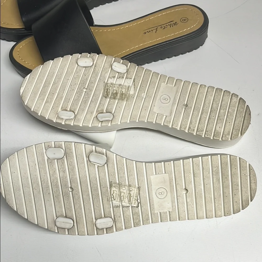 Set of 2 Black and White Slide Sandals - Picture 4 of 5